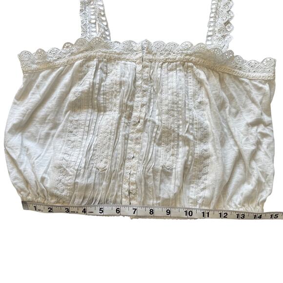 Lucky Brand Women's Mixed Media Pleated Bubble Tank Top White Size Small - Picture 13 of 13